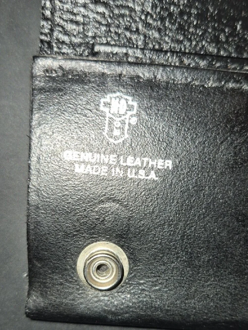 Vintage Harley-Davidson Black Leather Trifold Wallet with Silver Chain